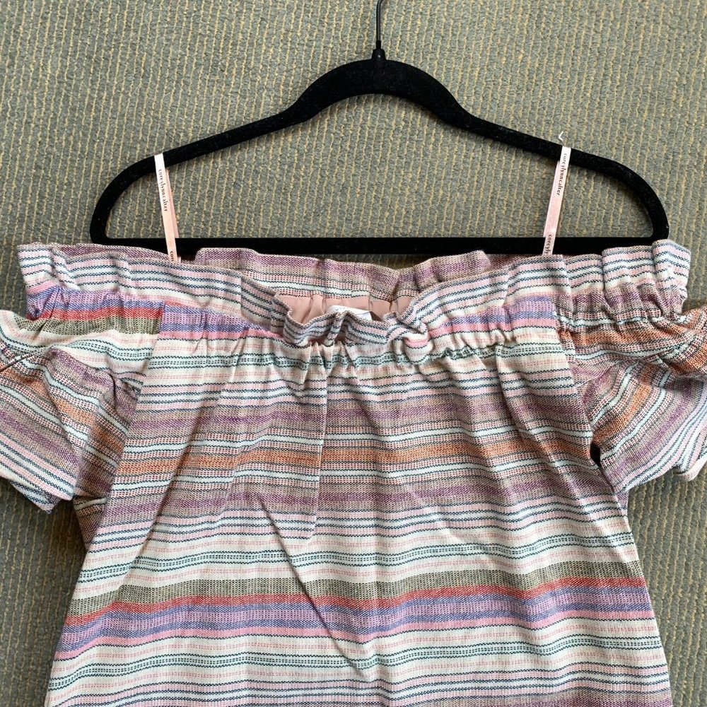 Corey Lynn Calter multicolor stripe off-the-shoulder dress, Size S - Picture 4 of 10